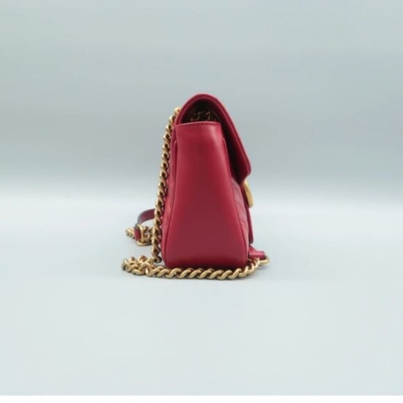 100% Authentic GUCCI Marmont Red Leather Shoulder Bag - Picture 3 of 12